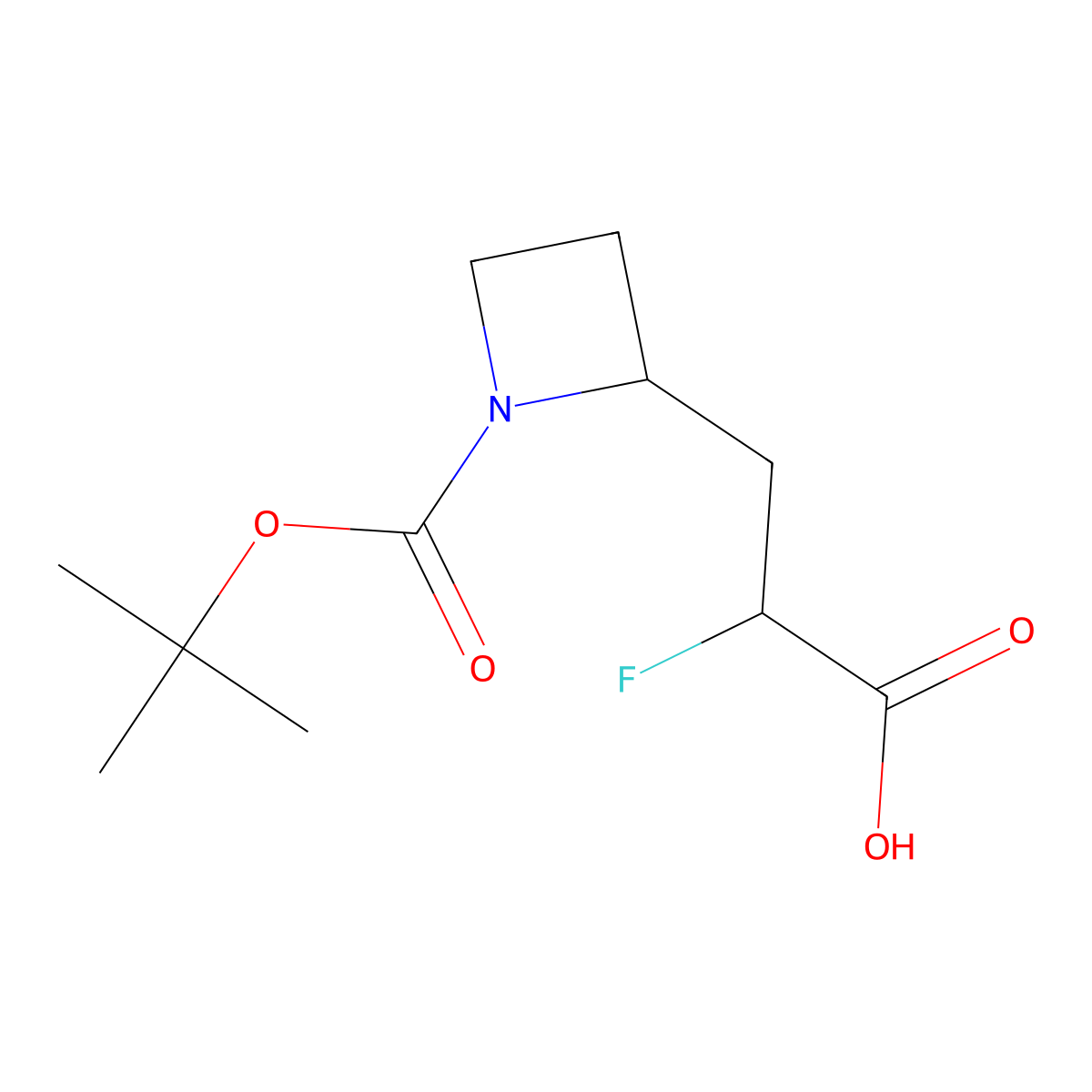 3-{1-[(Tert-butoxy)carbonyl]azetidin-2-yl}-2-fluoropropanoic acid molecular structure, CAS 2302766-43-2