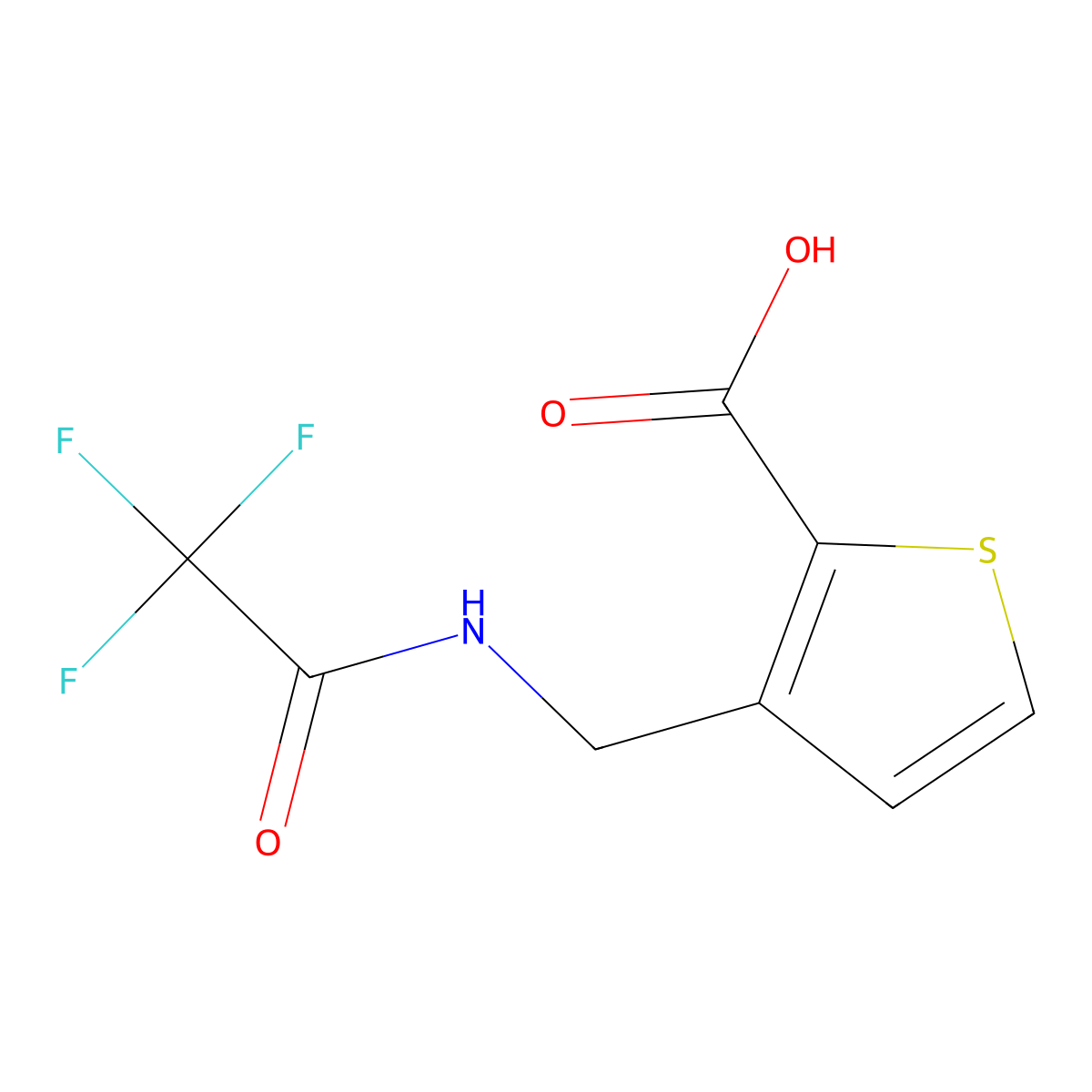 3-[(Trifluoroacetamido)methyl]thiophene-2-carboxylic acid molecular structure, CAS 2302778-66-9