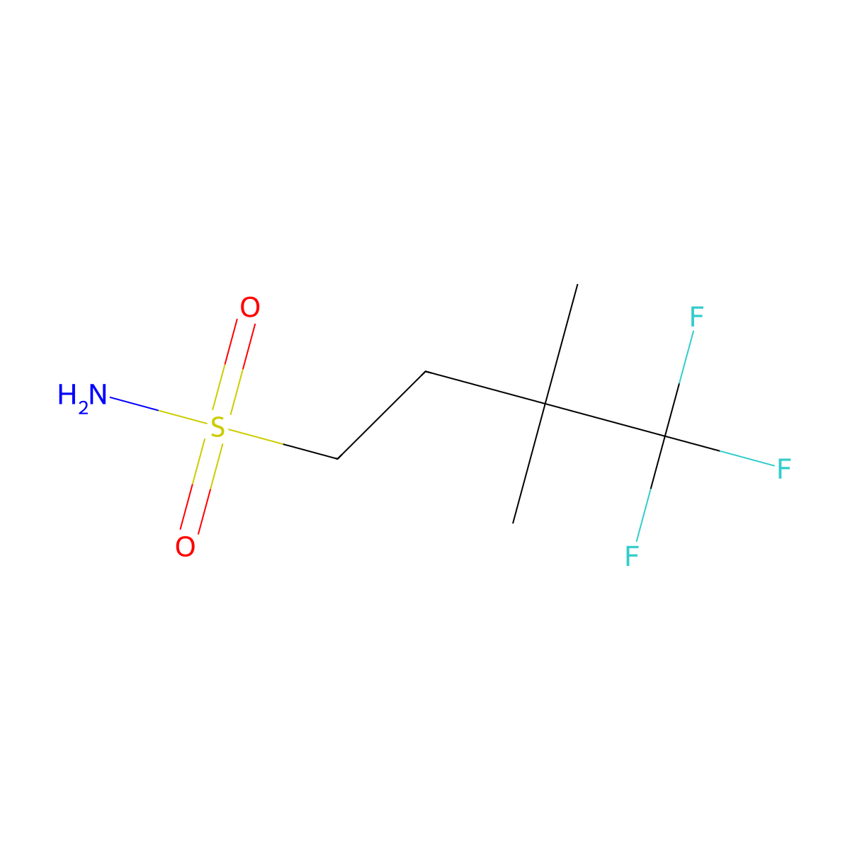 4,4,4-Trifluoro-3,3-dimethylbutane-1-sulfonamide molecular structure, CAS 2302838-45-3