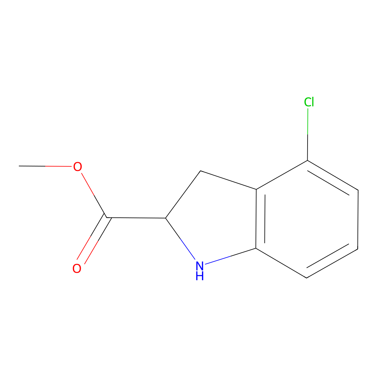 4-Chloroindoline-2(r/s)-carboxylic acid methyl ester molecular structure, CAS 230291-44-8