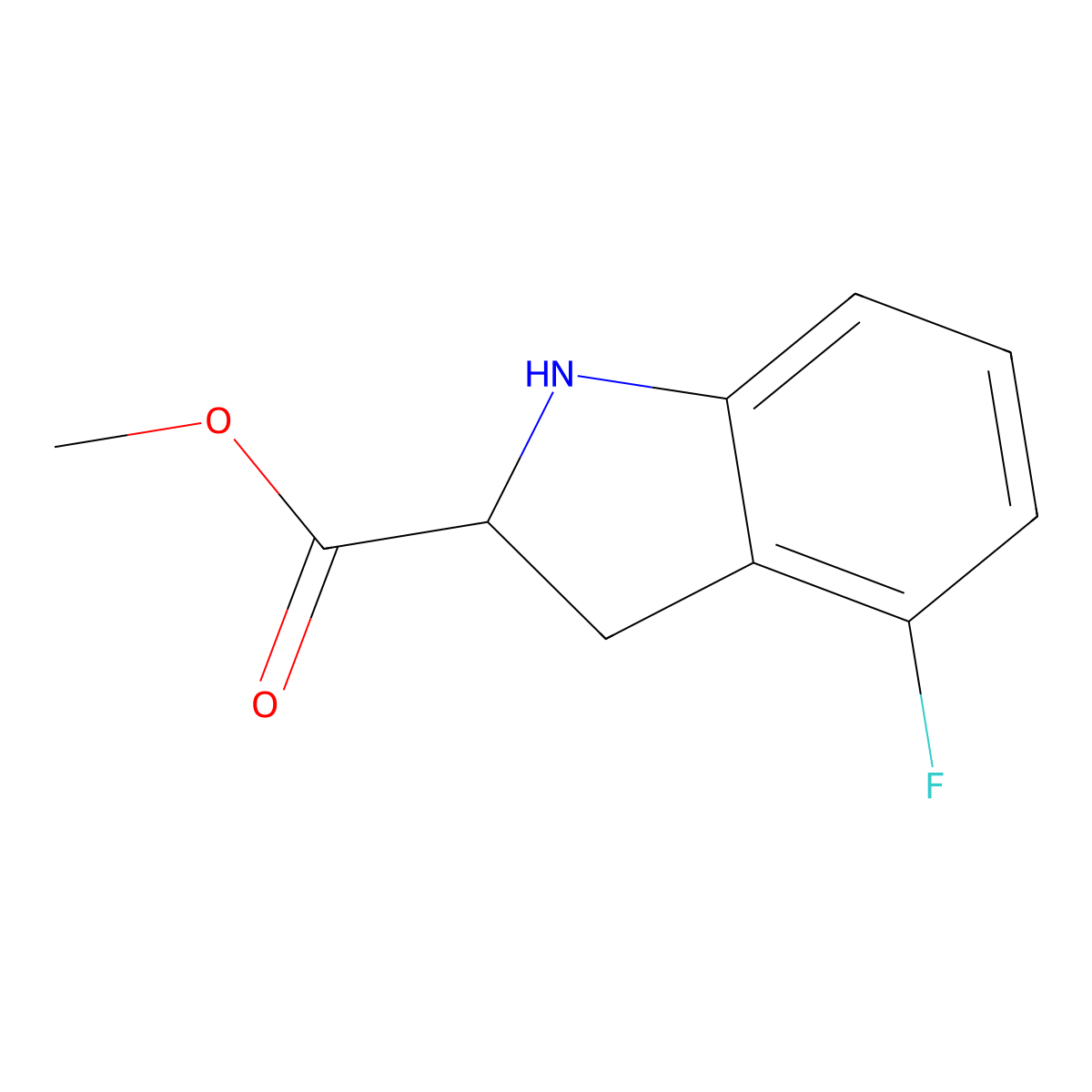 methyl 4-fluoro-2,3-dihydro-1H-indole-2-carboxylate molecular structure, CAS 230291-48-2