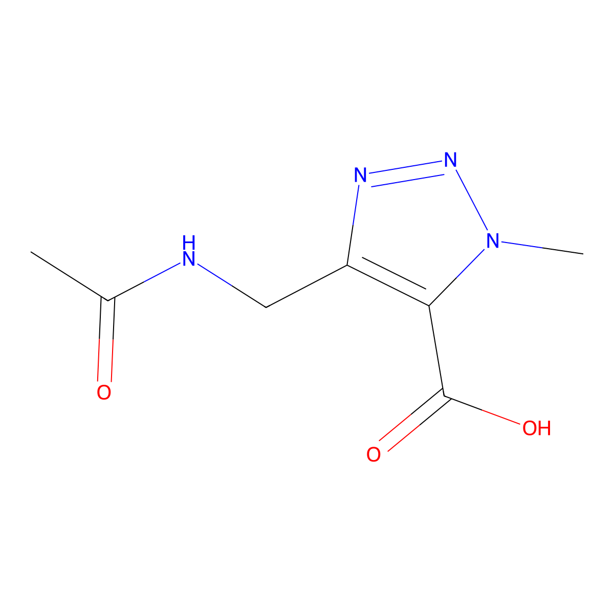 4-(acetamidomethyl)-1-methyl-1H-1,2,3-triazole-5-carboxylic acid molecular structure, CAS 2302913-49-9