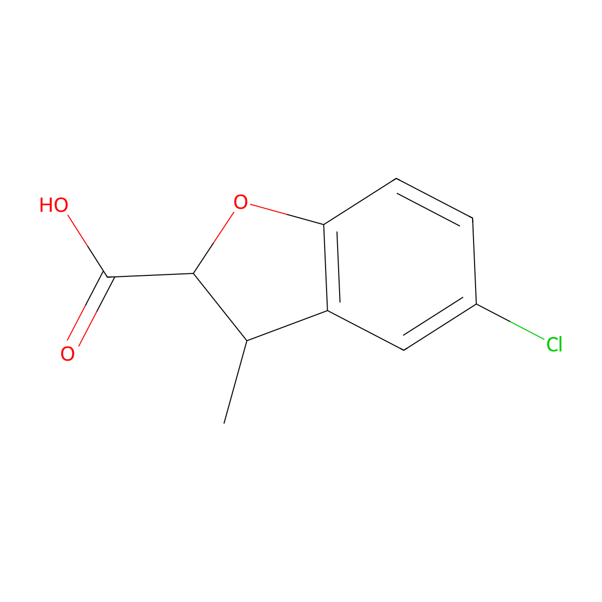 5-Chloro-3-methyl-2,3-dihydrobenzofuran-2-carboxylic acid molecular structure, CAS 230293-44-4
