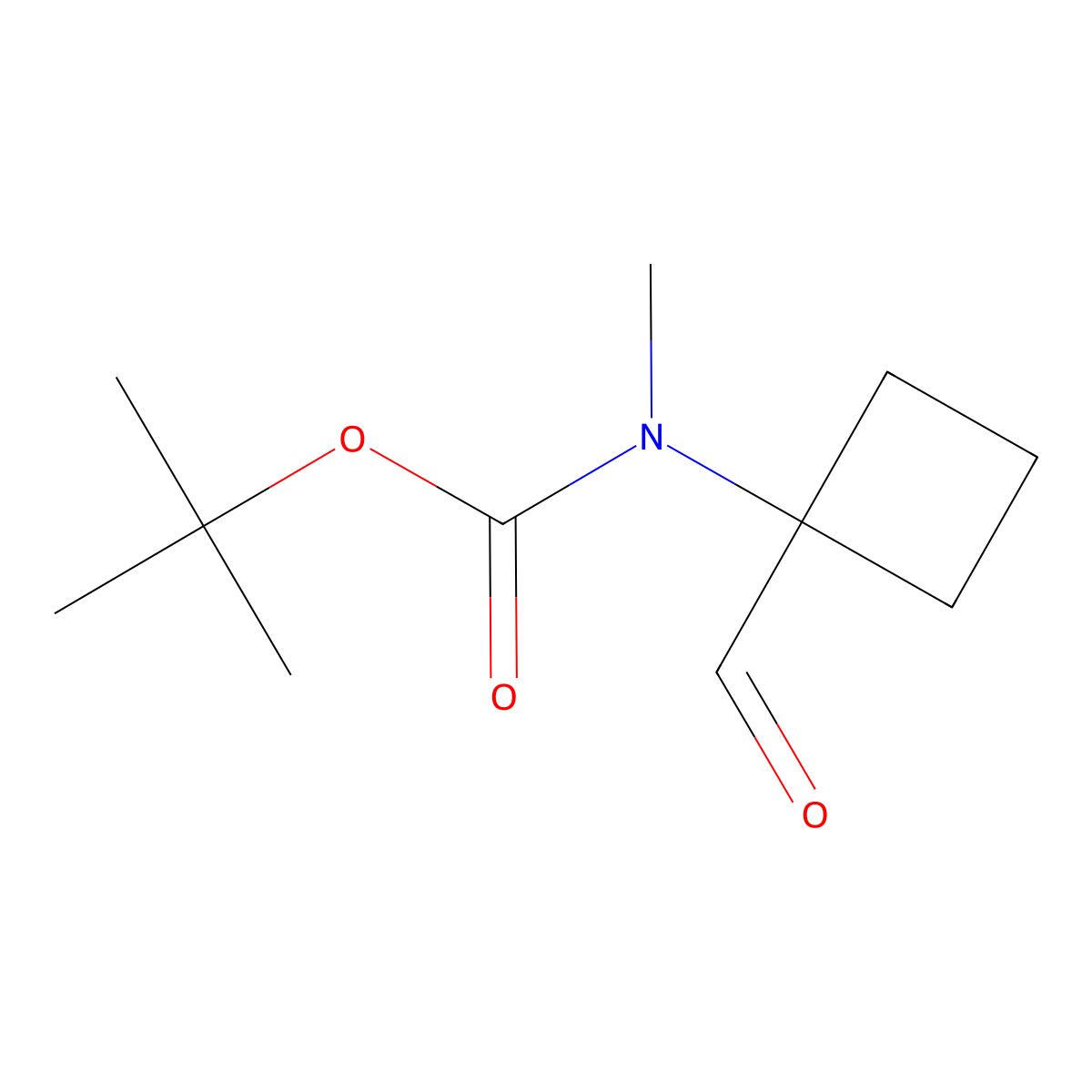 tert-butyl N-(1-formylcyclobutyl)-N-methylcarbamate molecular structure, CAS 2302949-78-4