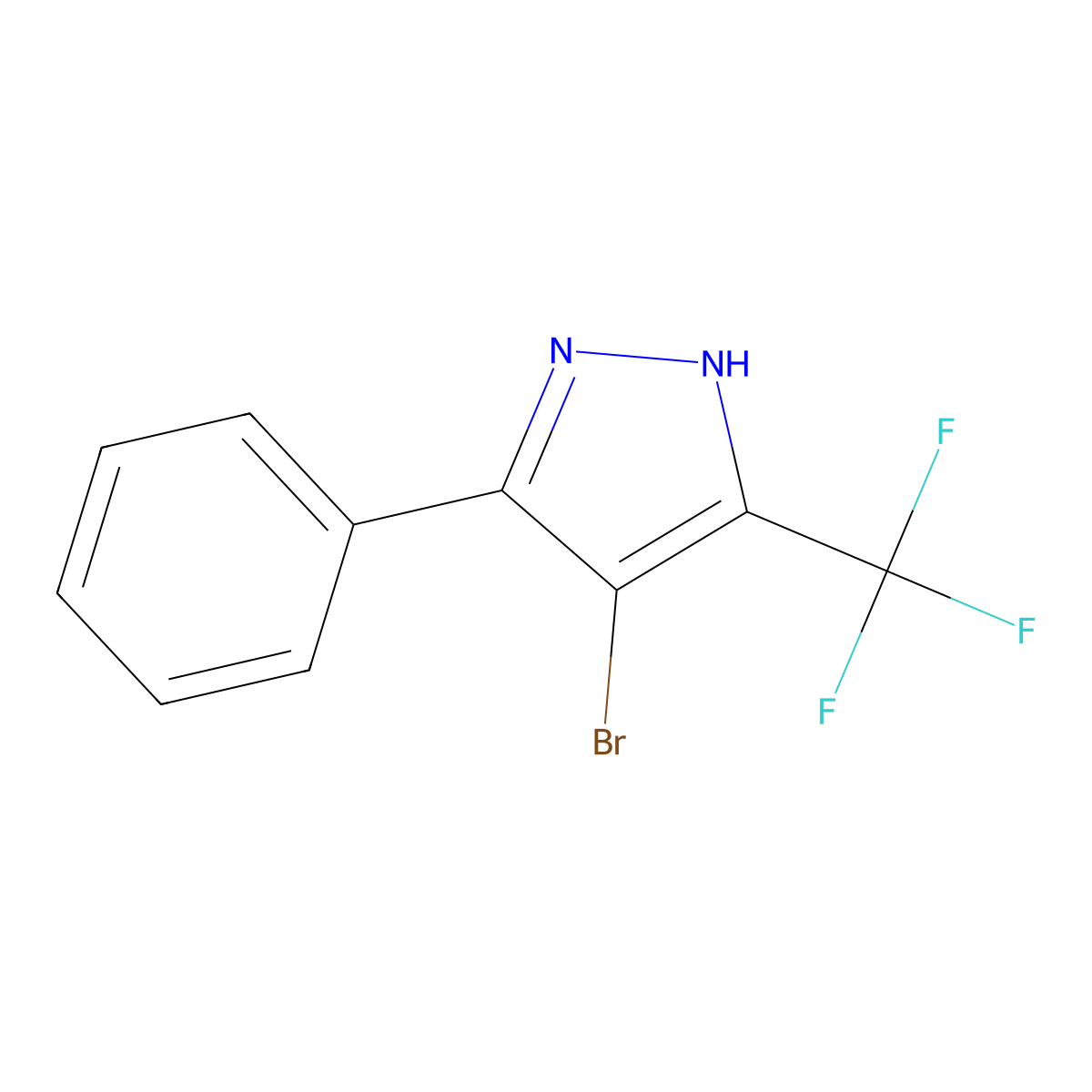 4-Bromo-3-phenyl-5-(trifluoromethyl)-1H-pyrazole molecular structure, CAS 230295-07-5