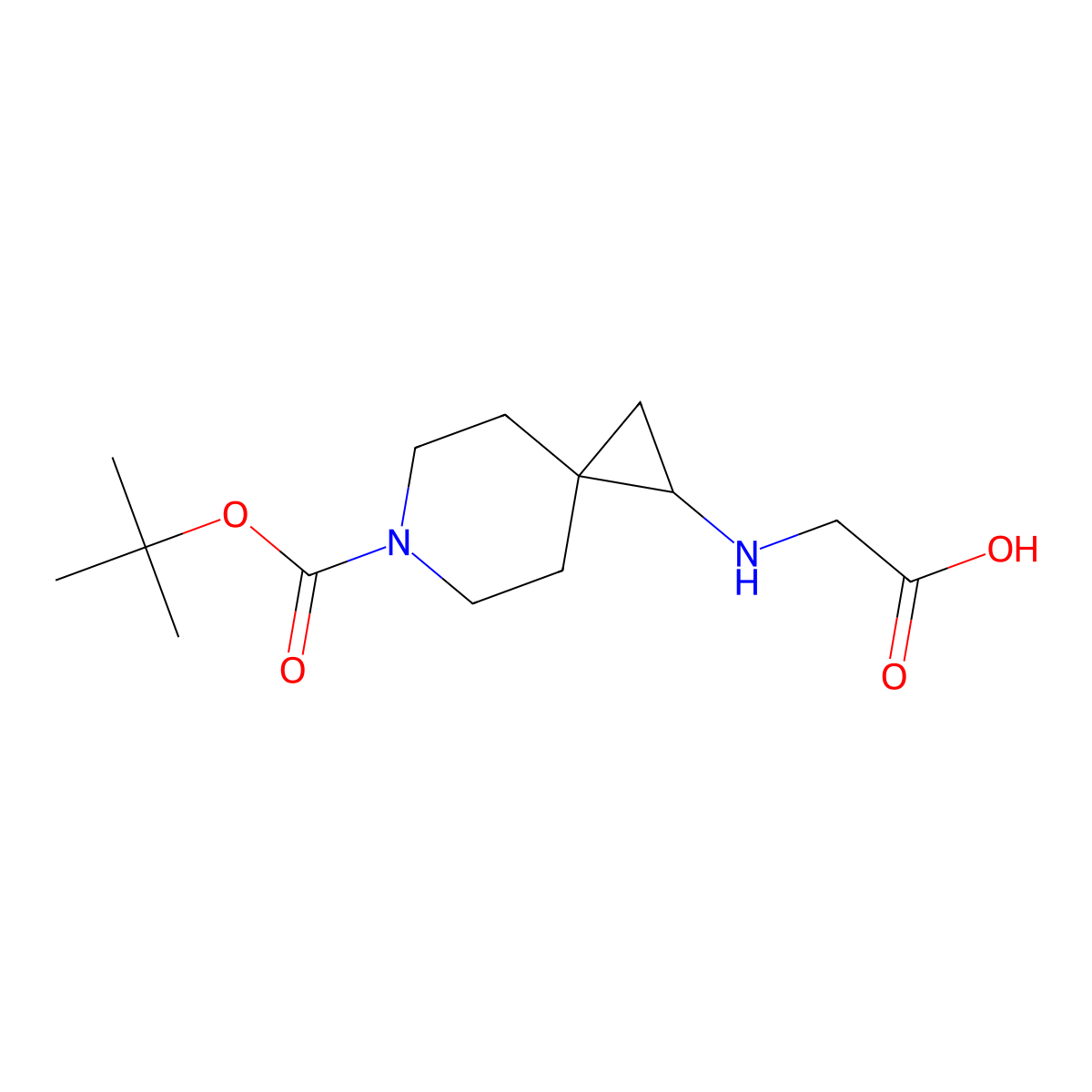 2-({6-[(Tert-butoxy)carbonyl]-6-azaspiro[2.5]octan-1-yl}amino)aceticacid molecular structure, CAS 2302957-55-5