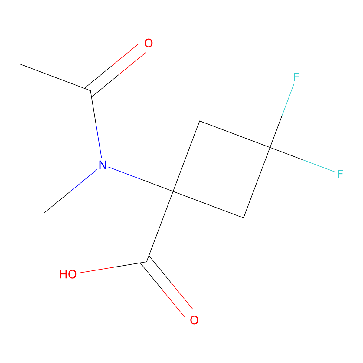 3,3-difluoro-1-(N-methylacetamido)cyclobutane-1-carboxylic acid molecular structure, CAS 2302976-25-4