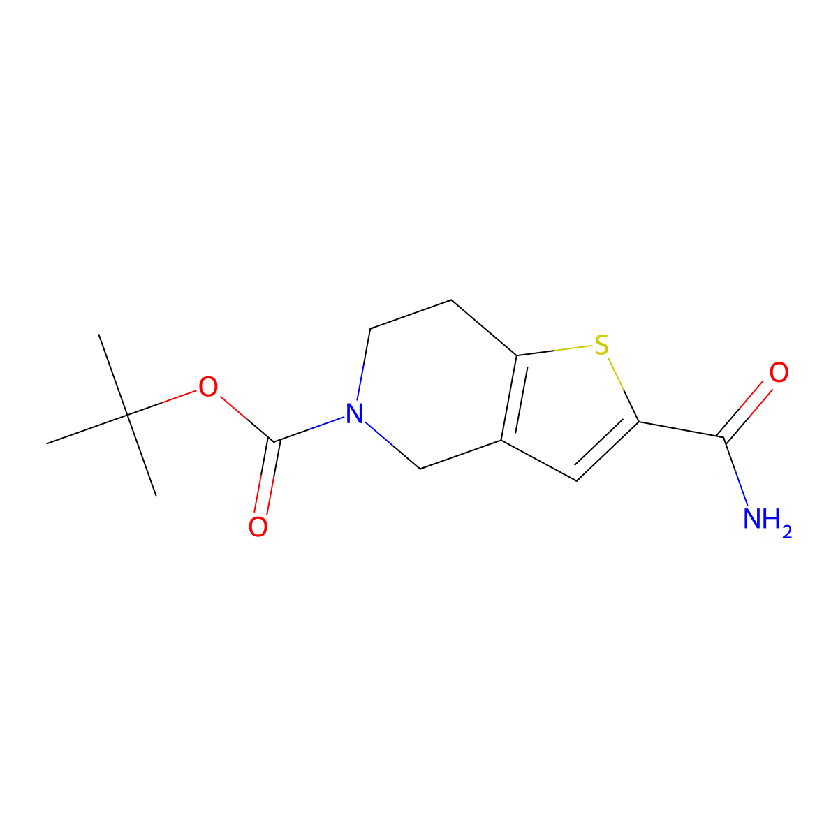 tert-Butyl 2-carbamoyl-6,7-dihydrothieno[3,2-c]pyridine-5(4H)-carboxylate molecular structure, CAS 230301-61-8