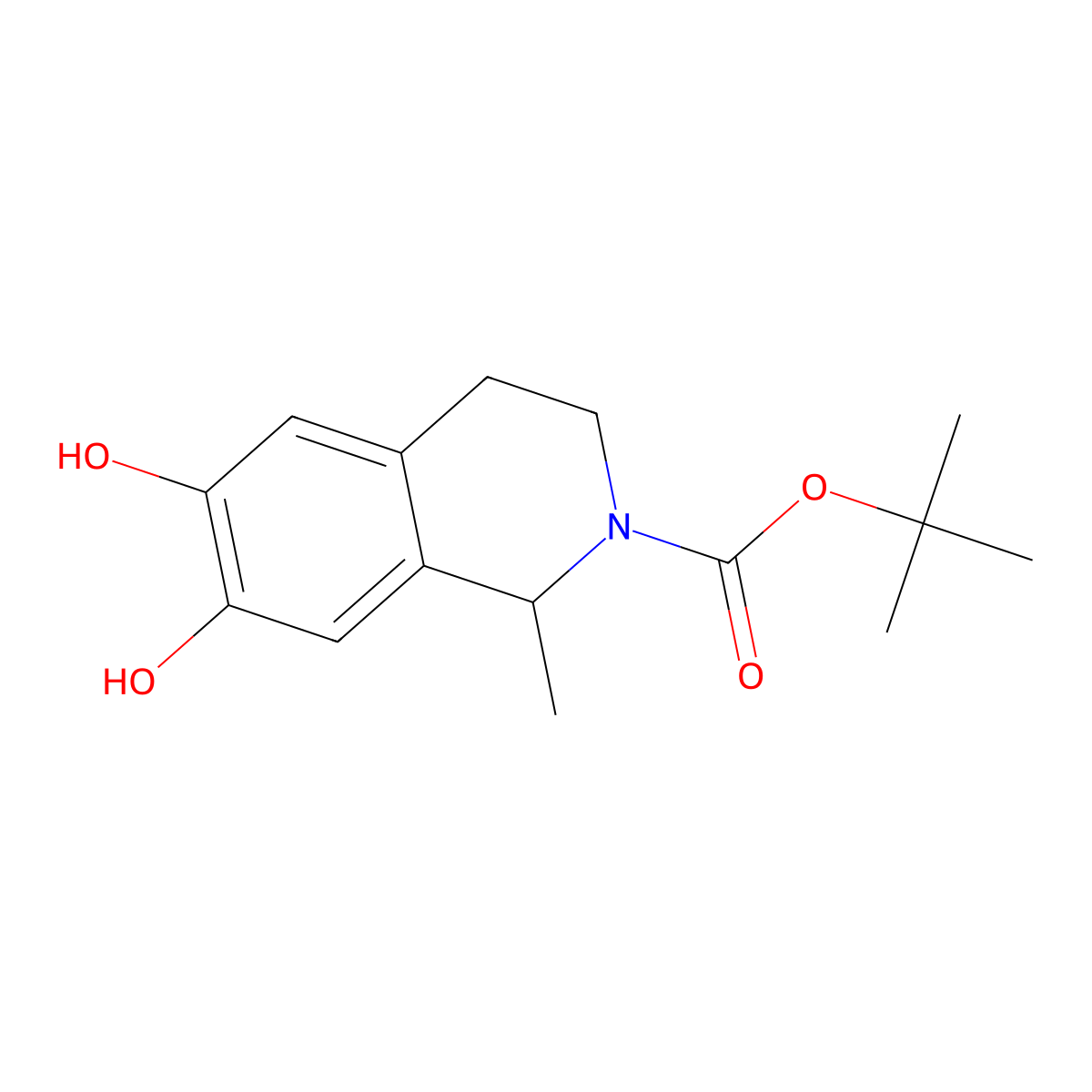 Tert-butyl 6,7-dihydroxy-1-methyl-1,2,3,4-tetrahydroisoquinoline-2-carboxylate molecular structure, CAS 230301-78-7