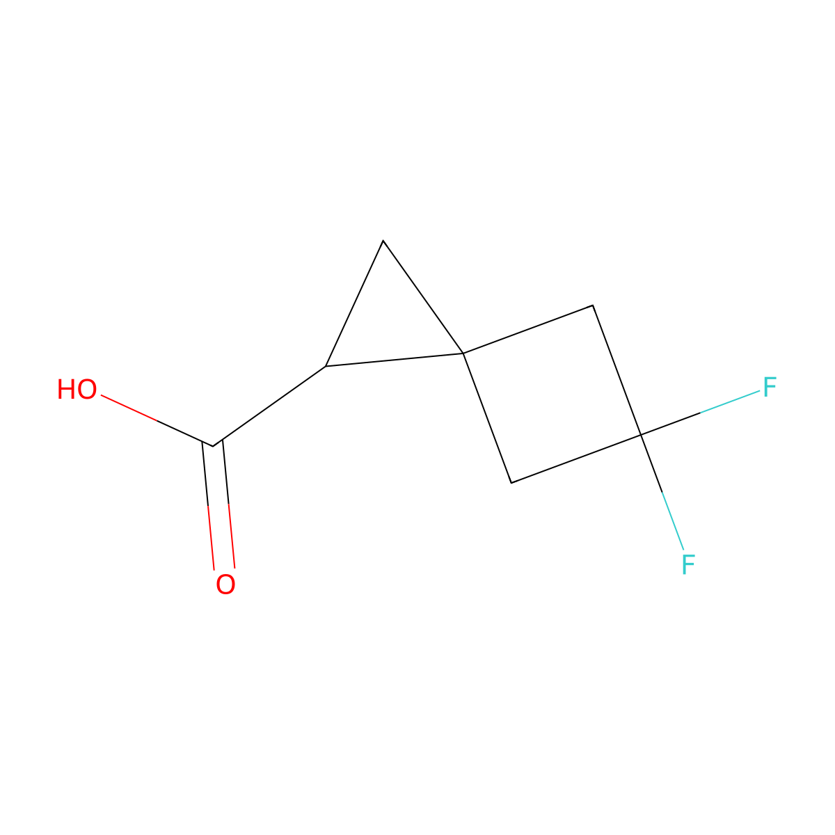 5,5-Difluorospiro(2.3)hexane-1-carboxylic acid molecular structure, CAS 2303040-09-5