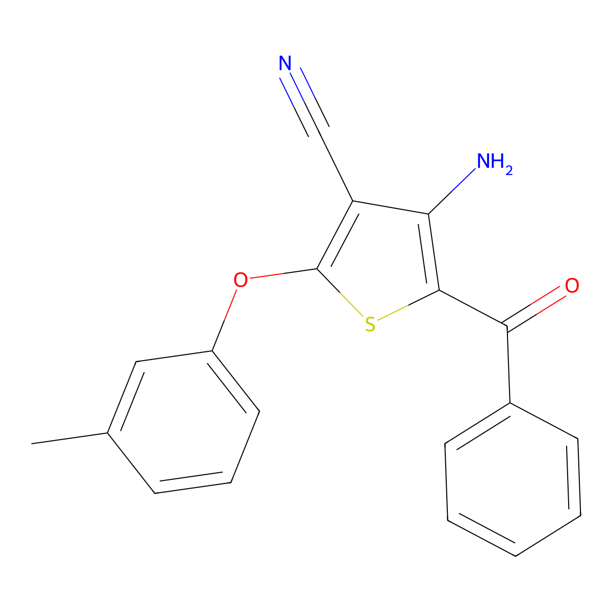 4-Amino-5-benzoyl-2-(3-methylphenoxy)thiophene-3-carbonitrile molecular structure, CAS 230310-97-1