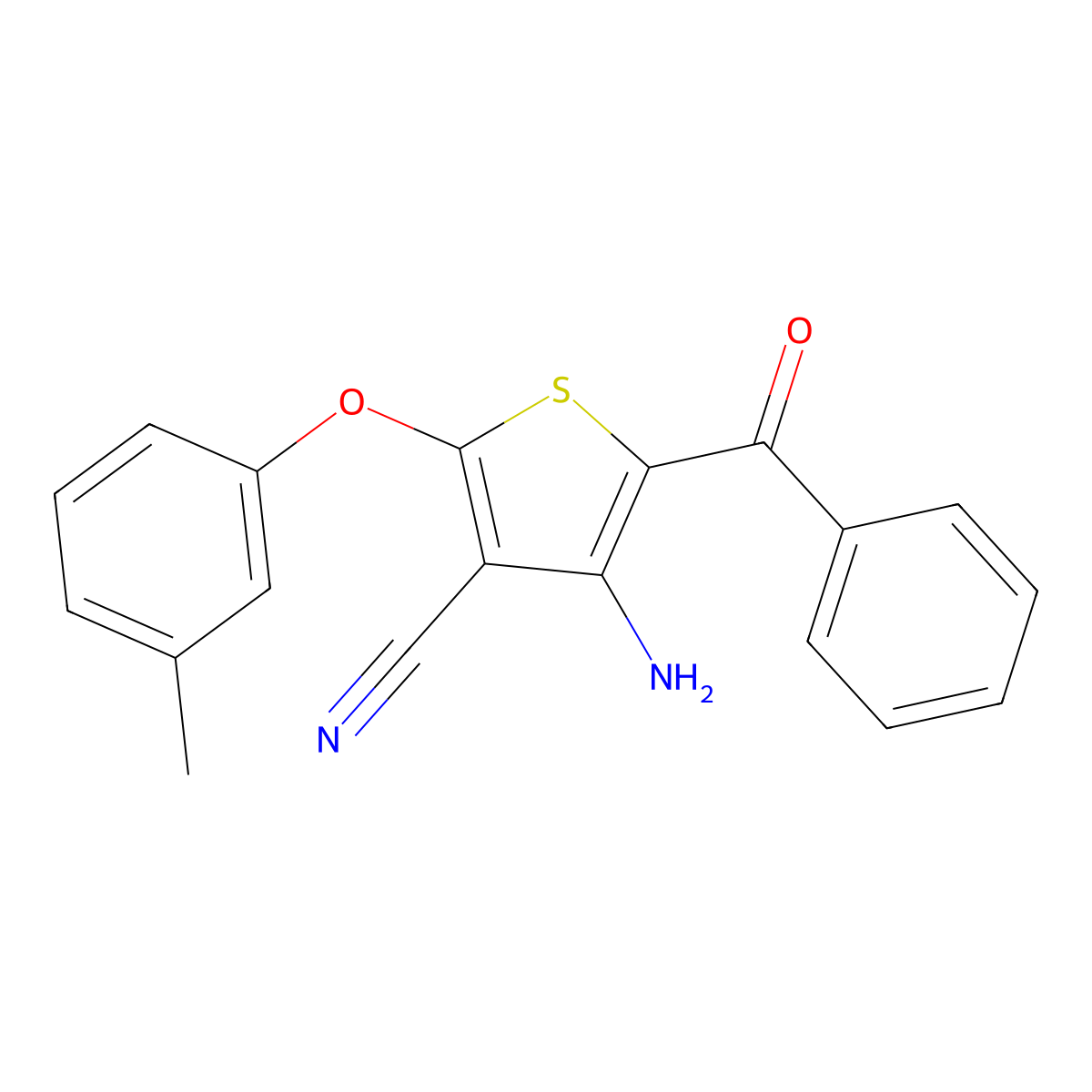 4-Amino-5-benzoyl-2-(3-methylphenoxy)thiophene-3-carbonitrile molecular structure, CAS 230310-97-1