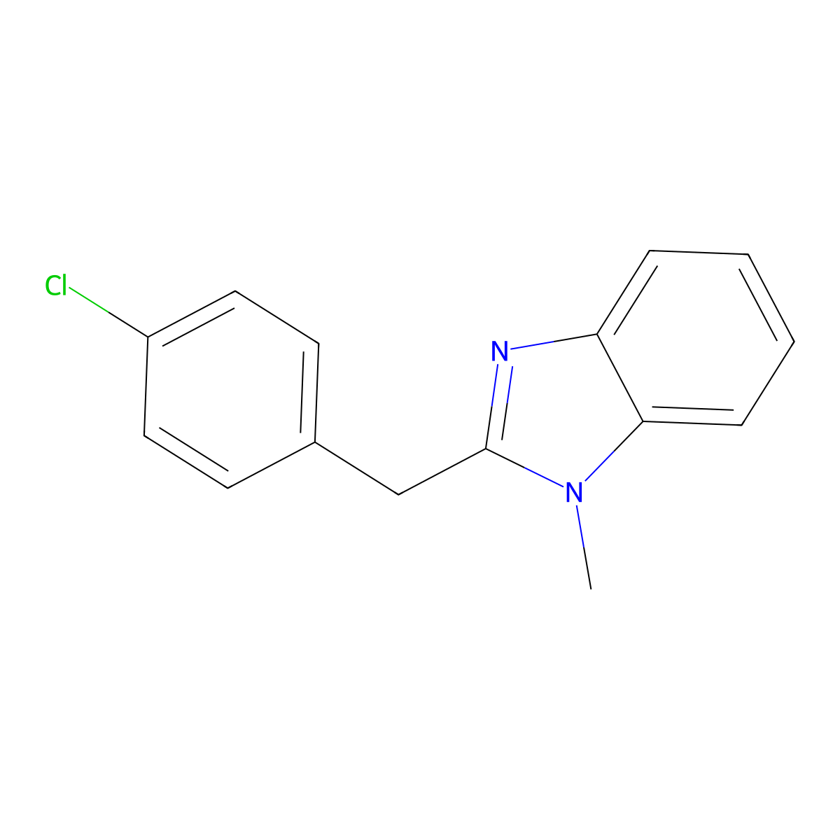 2-[(4-chlorophenyl)methyl]-1-methyl-1H-1,3-benzodiazole molecular structure, CAS 230313-64-1