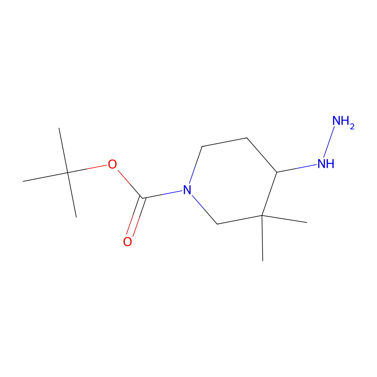Tert-butyl 4-hydrazino-3,3-dimethyl-piperidine-1-carboxylate molecular structure, CAS 2303152-33-0