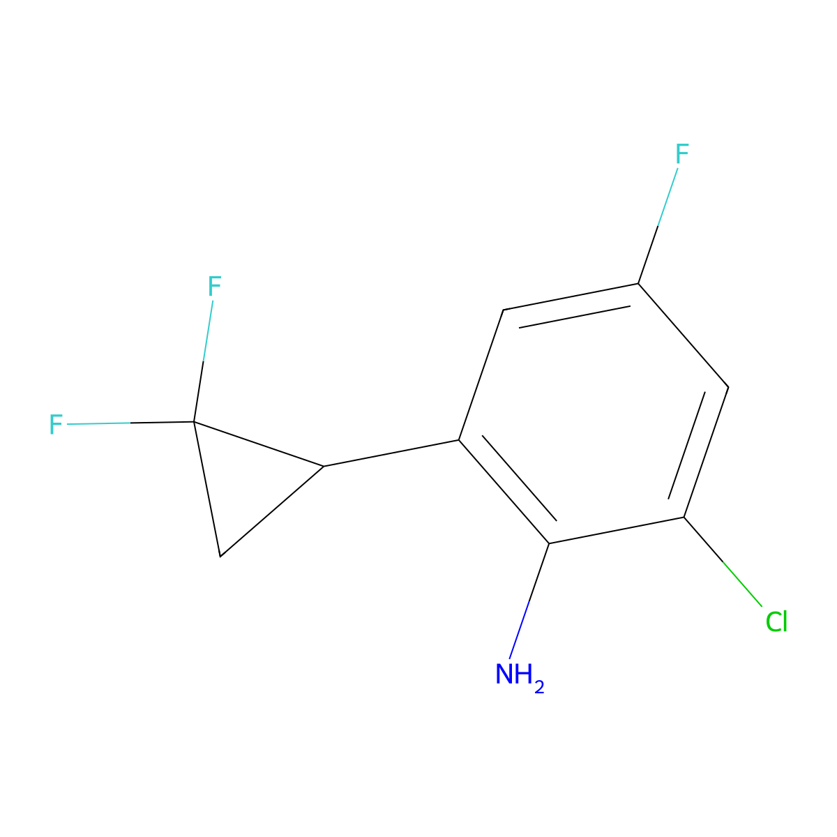 2-Chloro-6-(2,2-difluorocyclopropyl)-4-fluoroaniline molecular structure, CAS 2303165-48-0