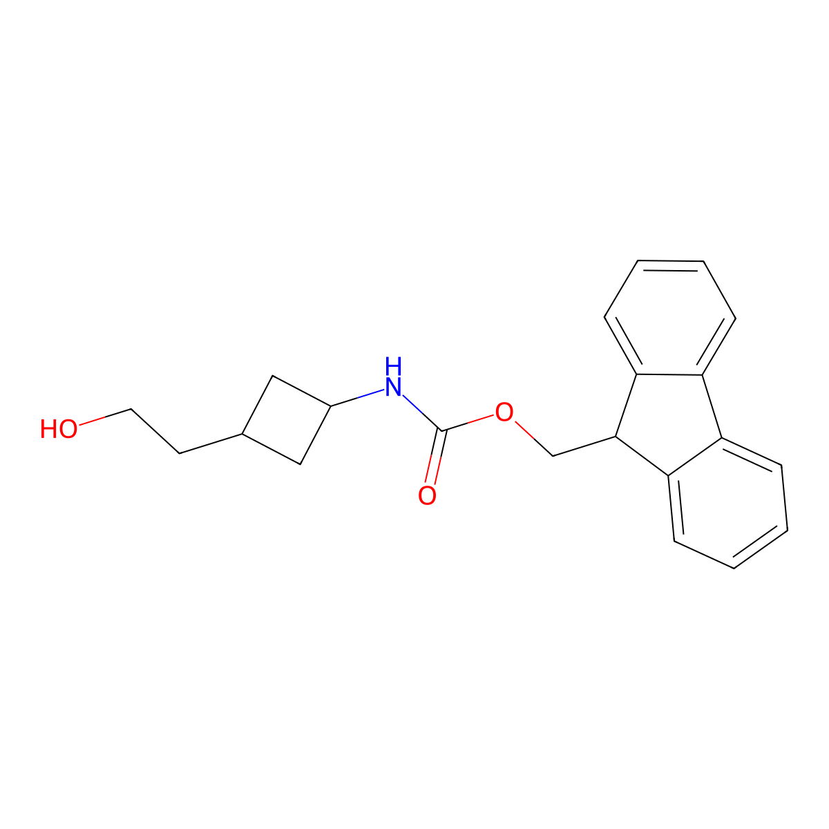 (9H-fluoren-9-yl)methyl N-[3-(2-hydroxyethyl)cyclobutyl]carbamate molecular structure, CAS 2303167-54-4
