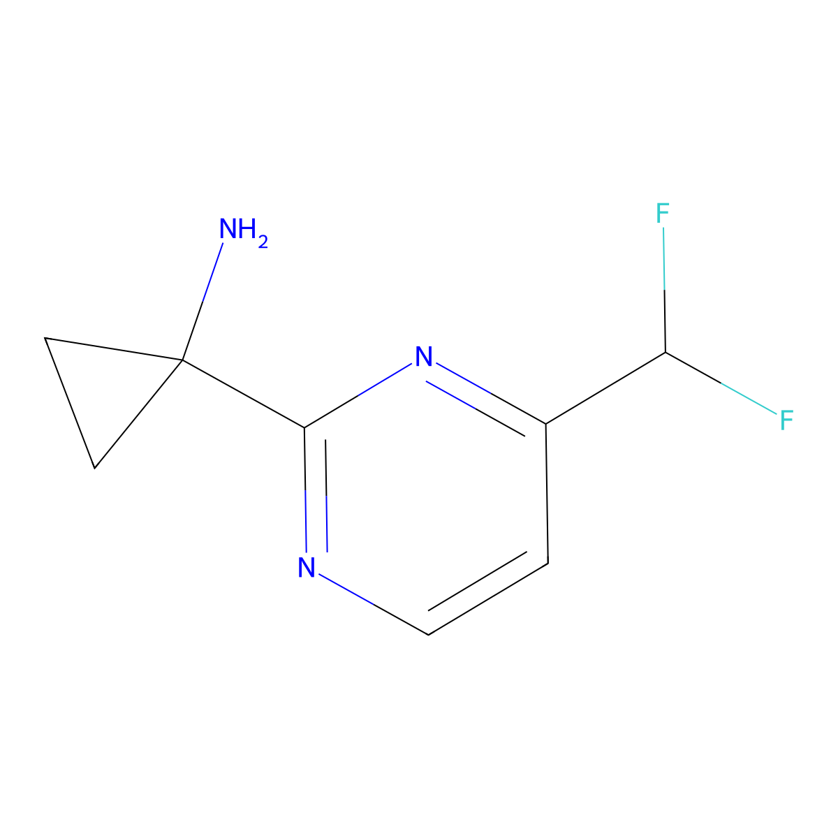 1-[4-(Difluoromethyl)pyrimidin-2-yl]cyclopropan-1-amine molecular structure, CAS 2303248-70-4