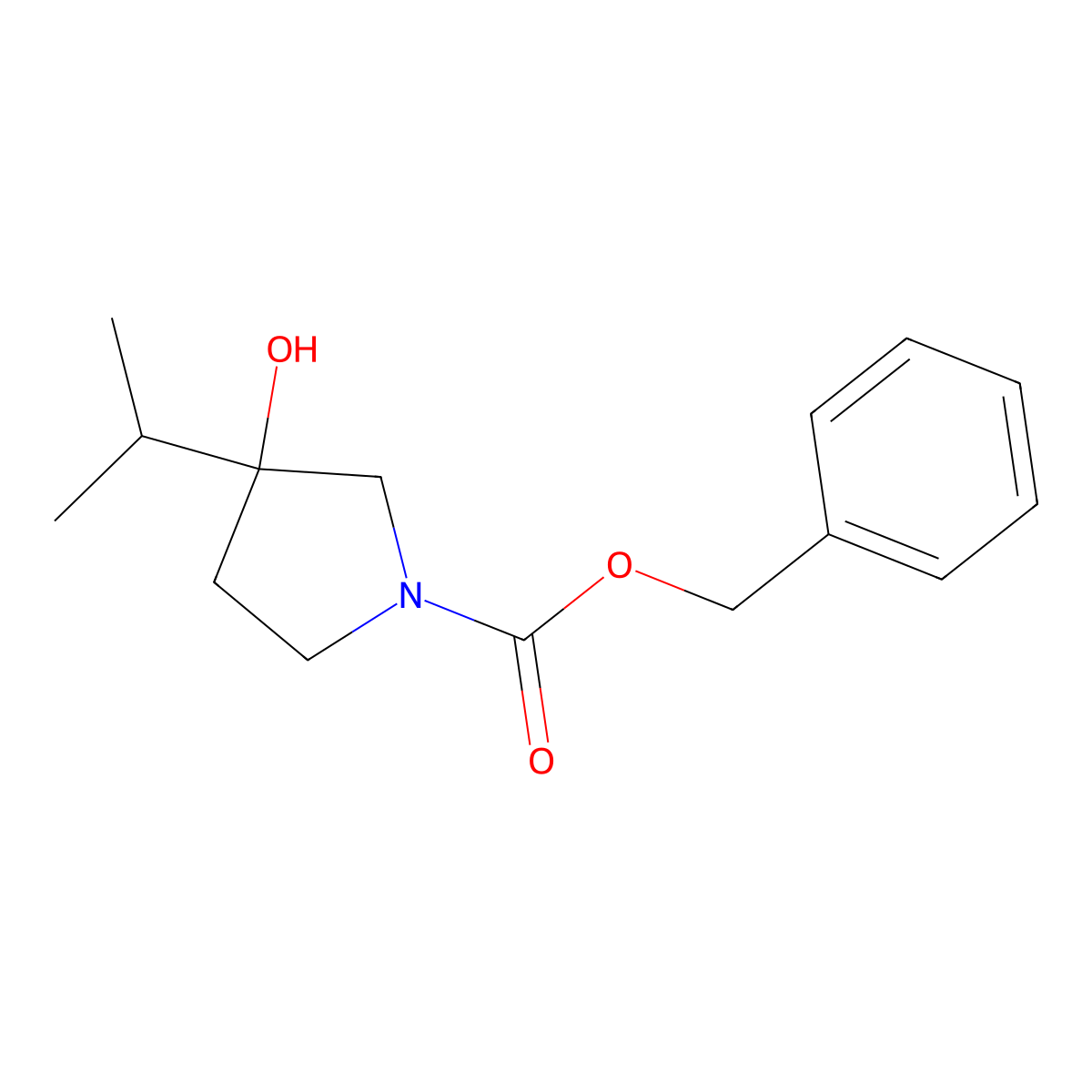 Benzyl 3-hydroxy-3-(propan-2-yl)pyrrolidine-1-carboxylate molecular structure, CAS 2303303-76-4