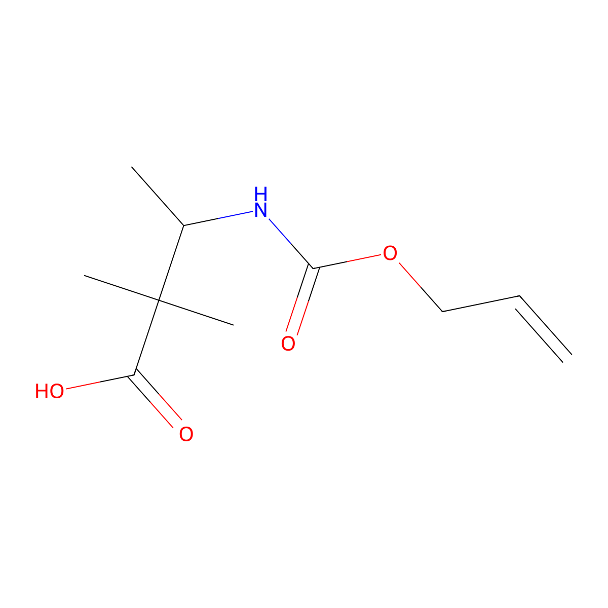 2,2-Dimethyl-3-{[(prop-2-en-1-yloxy)carbonyl]amino}butanoic acid molecular structure, CAS 2303314-04-5