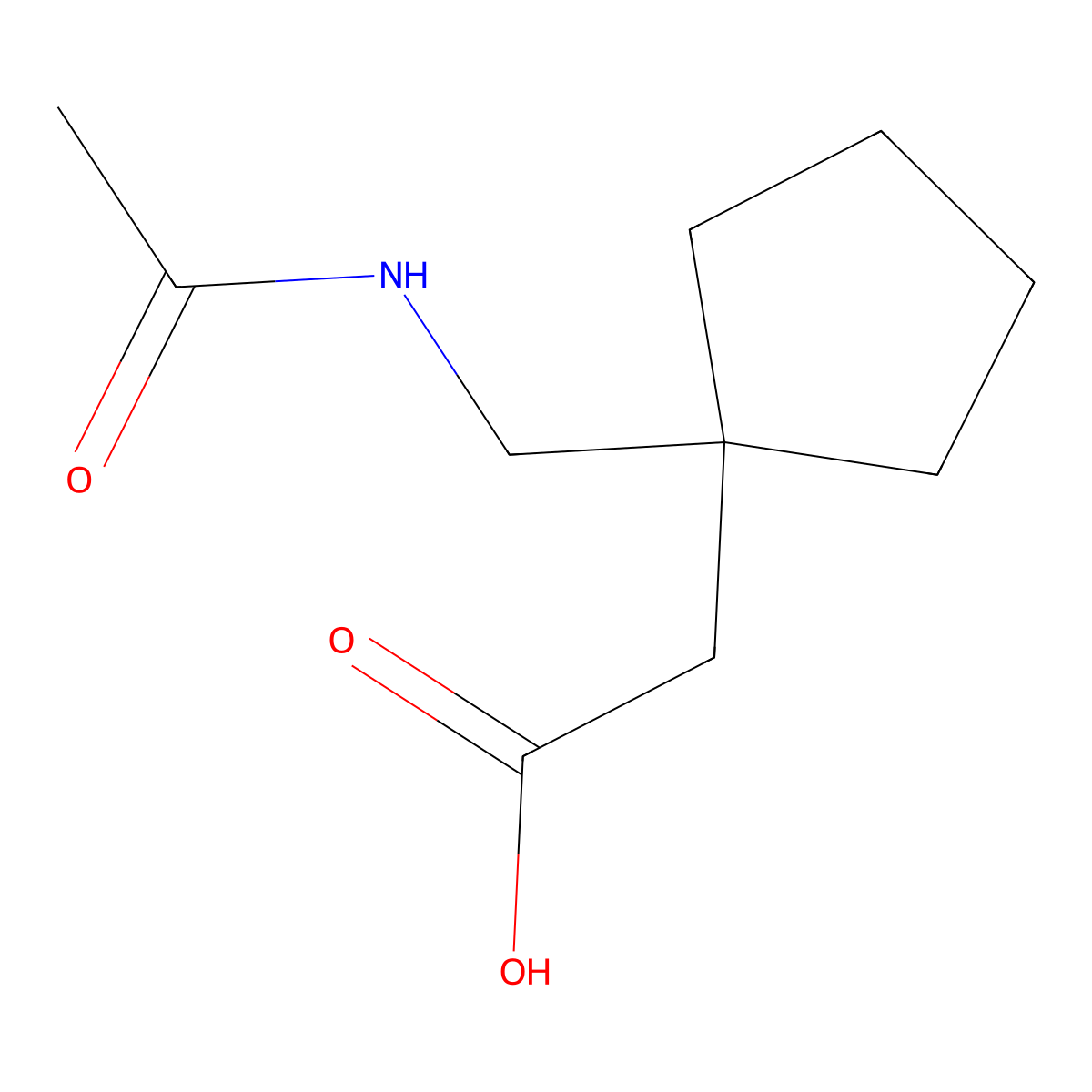 2-[1-(Acetamidomethyl)cyclopentyl]acetic acid molecular structure, CAS 2303345-91-5