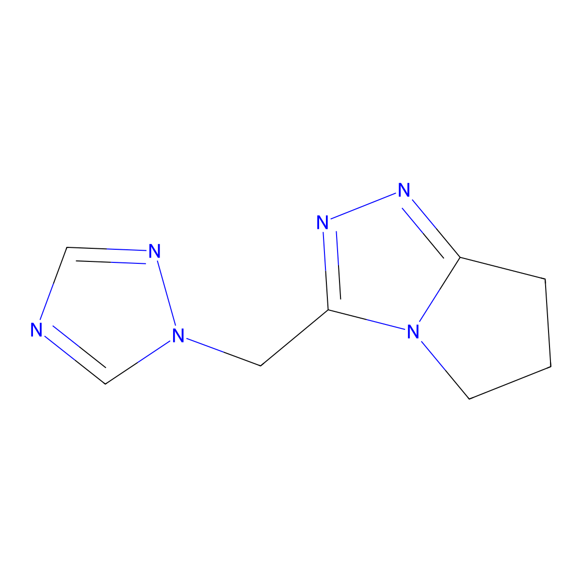 1-({5H,6H,7H-pyrrolo[2,1-c][1,2,4]triazol-3-yl}methyl)-1H-1,2,4-triazole molecular structure, CAS 2303352-68-1