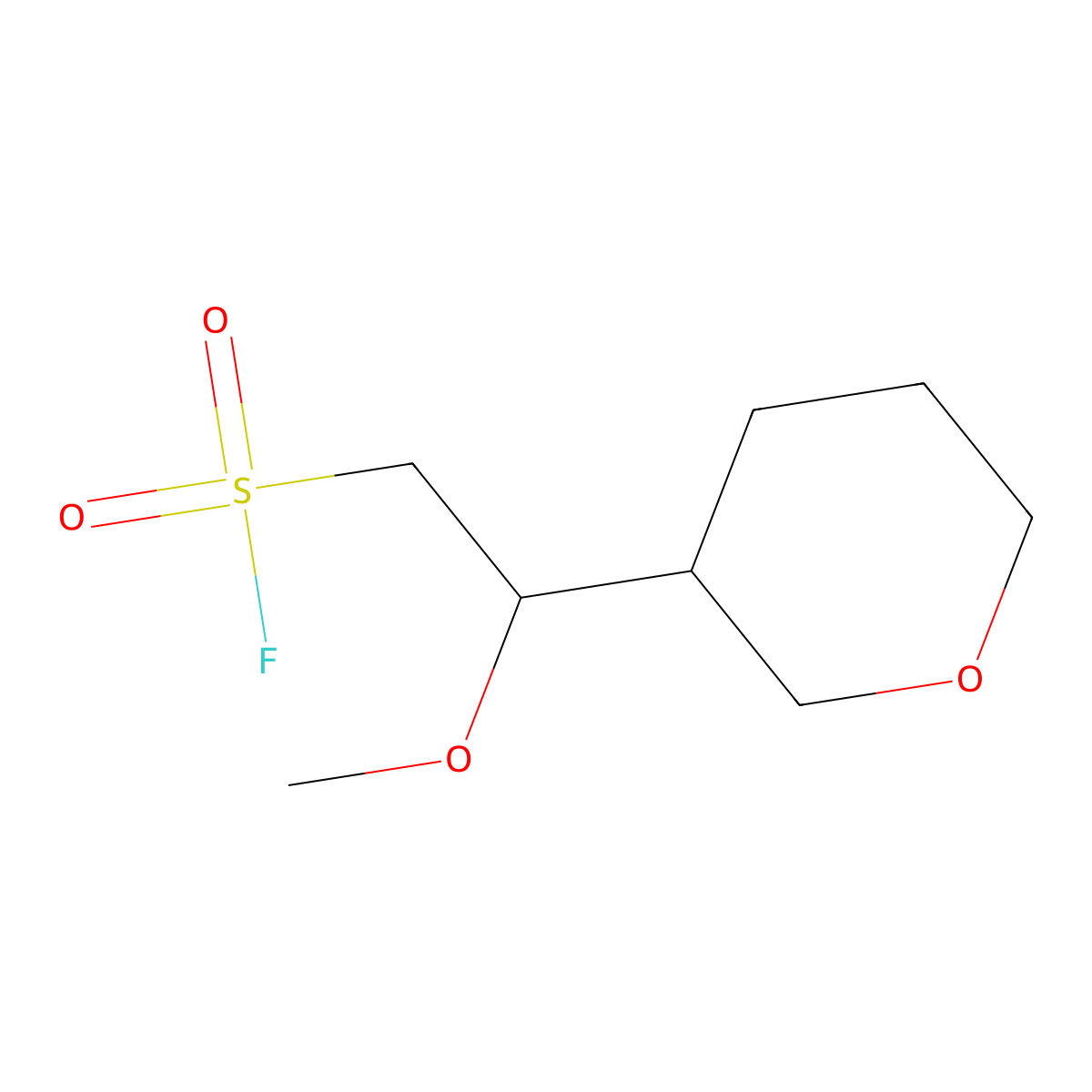2-Methoxy-2-(oxan-3-yl)ethane-1-sulfonyl fluoride molecular structure, CAS 2303381-90-8