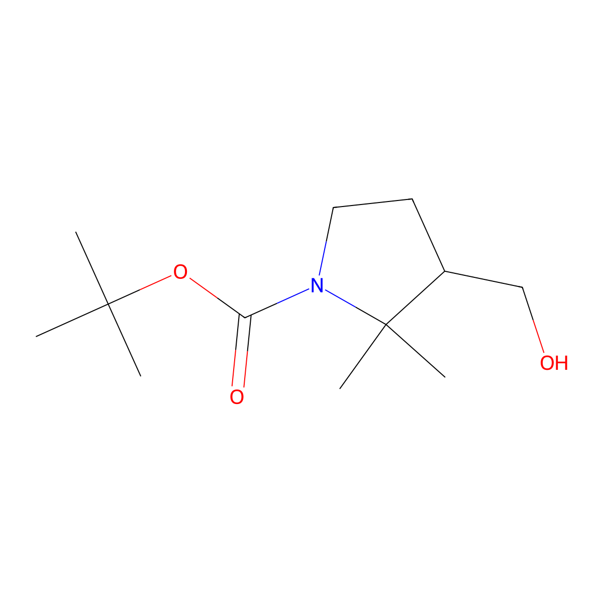 Tert-butyl 3-(hydroxymethyl)-2,2-dimethylpyrrolidine-1-carboxylate molecular structure, CAS 2303415-75-8