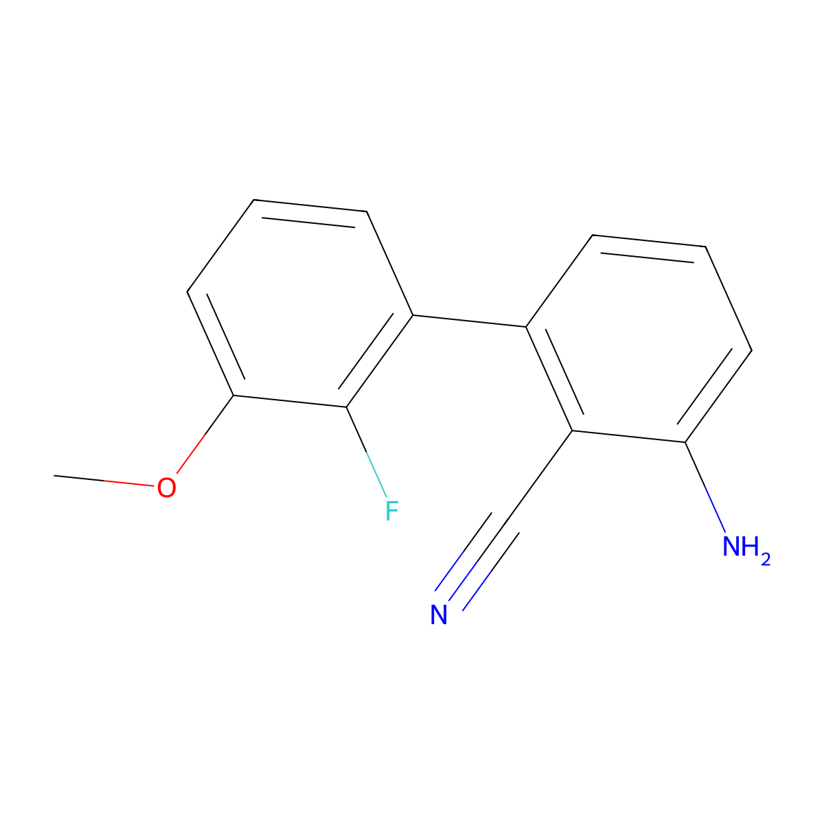 3-Amino-2'-fluoro-3'-methoxy-[1,1'-biphenyl]-2-carbonitrile molecular structure, CAS 2303495-27-2
