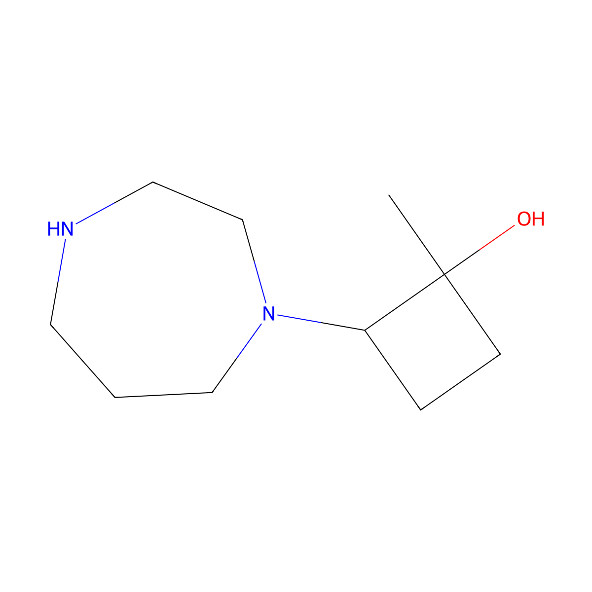 (1S,2S)-2-(1,4-Diazepan-1-yl)-1-methylcyclobutan-1-ol molecular structure, CAS 2303549-21-3