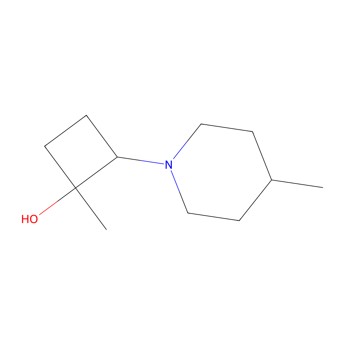 (1S,2S)-1-Methyl-2-(4-methylpiperidin-1-yl)cyclobutan-1-ol molecular structure, CAS 2303549-22-4