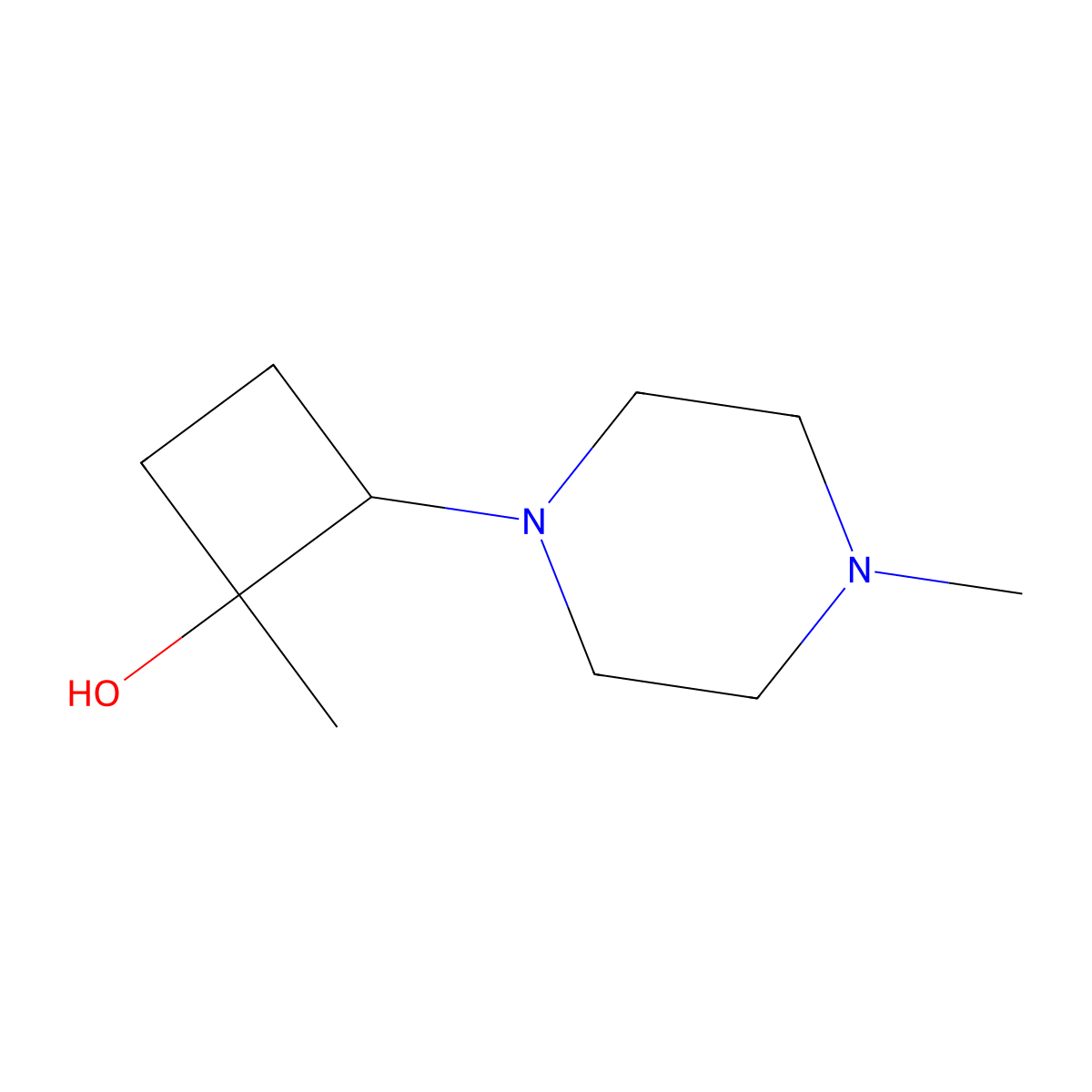 (1S,2S)-1-Methyl-2-(4-methylpiperazin-1-yl)cyclobutan-1-ol molecular structure, CAS 2303549-24-6