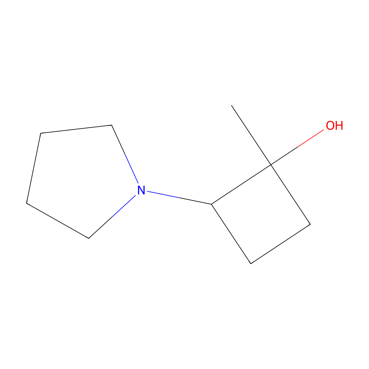 (1S,2S)-1-Methyl-2-(pyrrolidin-1-yl)cyclobutan-1-ol molecular structure, CAS 2303549-28-0