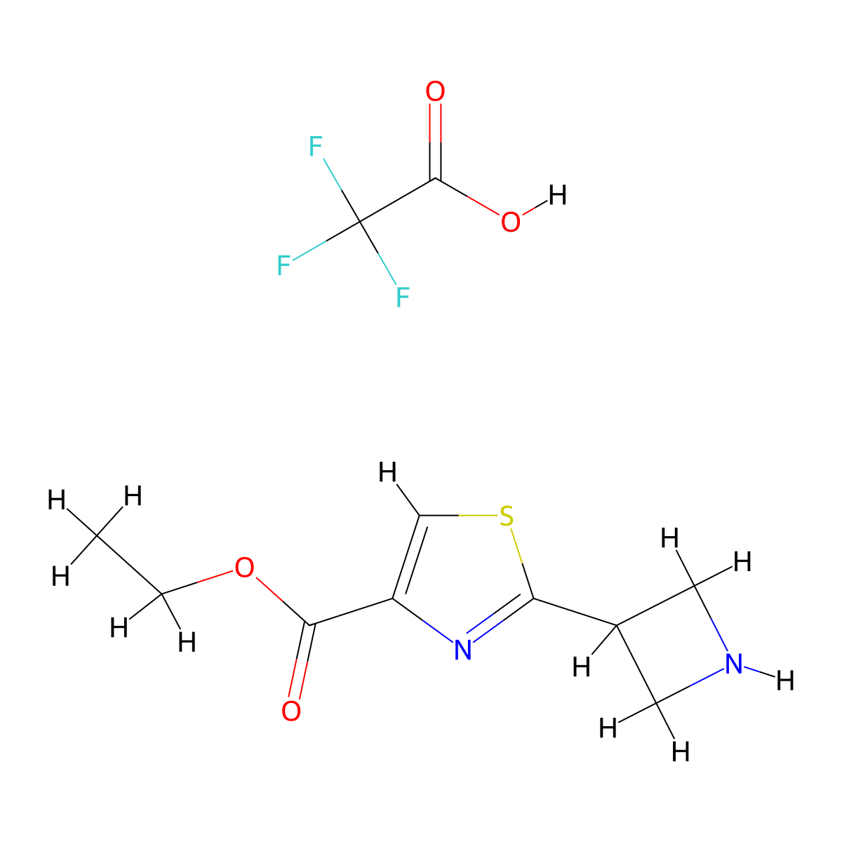 Ethyl 2-(azetidin-3-yl)-1,3-thiazole-4-carboxylate trifluoroacetic acid molecular structure, CAS 2303565-48-0