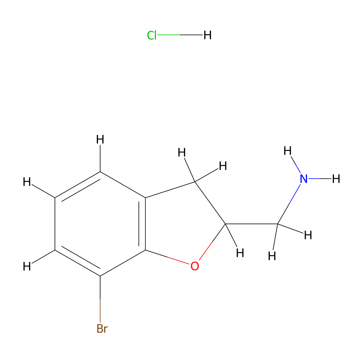 (7-Bromo-2,3-dihydrobenzofuran-2-yl)methanamine hydrochloride molecular structure, CAS 2303565-52-6