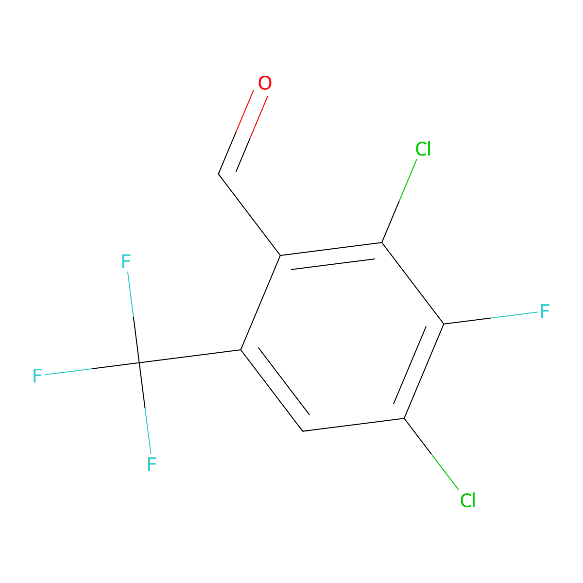 2,4-Dichloro-3-fluoro-6-(trifluoromethyl)benzaldehyde molecular structure, CAS 2303565-55-9