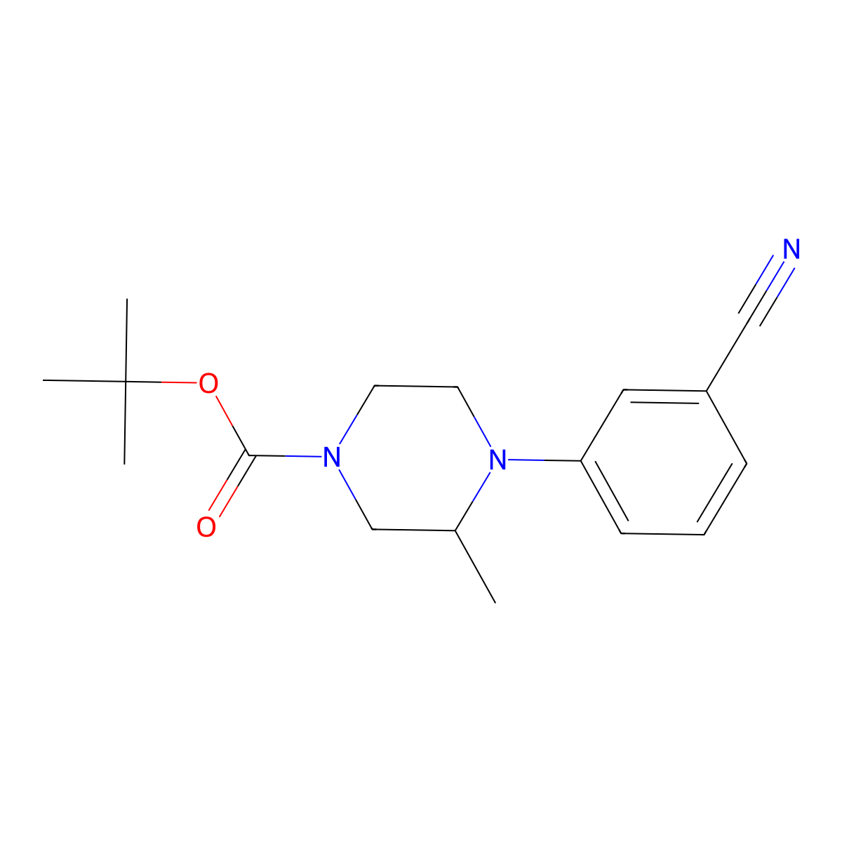 tert-Butyl 4-(3-cyanophenyl)-3-methylpiperazine-1-carboxylate molecular structure, CAS 2303565-67-3