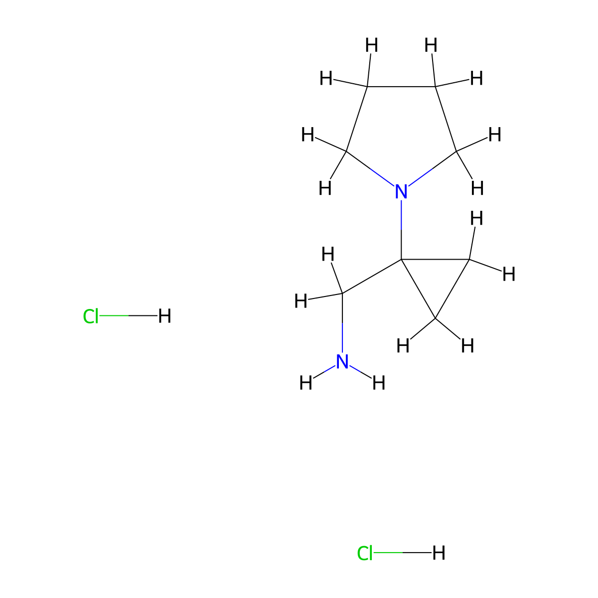 (1-(Pyrrolidin-1-yl)cyclopropyl)methanamine dihydrochloride molecular structure, CAS 2303565-80-0