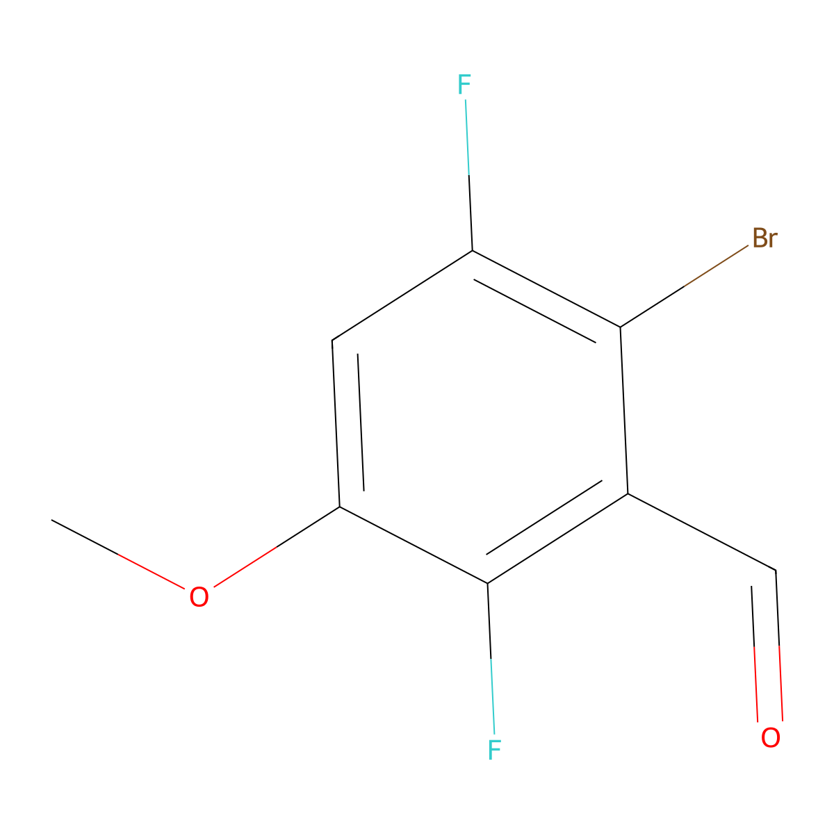 2-Bromo-3,6-difluoro-5-methoxybenzaldehyde molecular structure, CAS 2303565-84-4