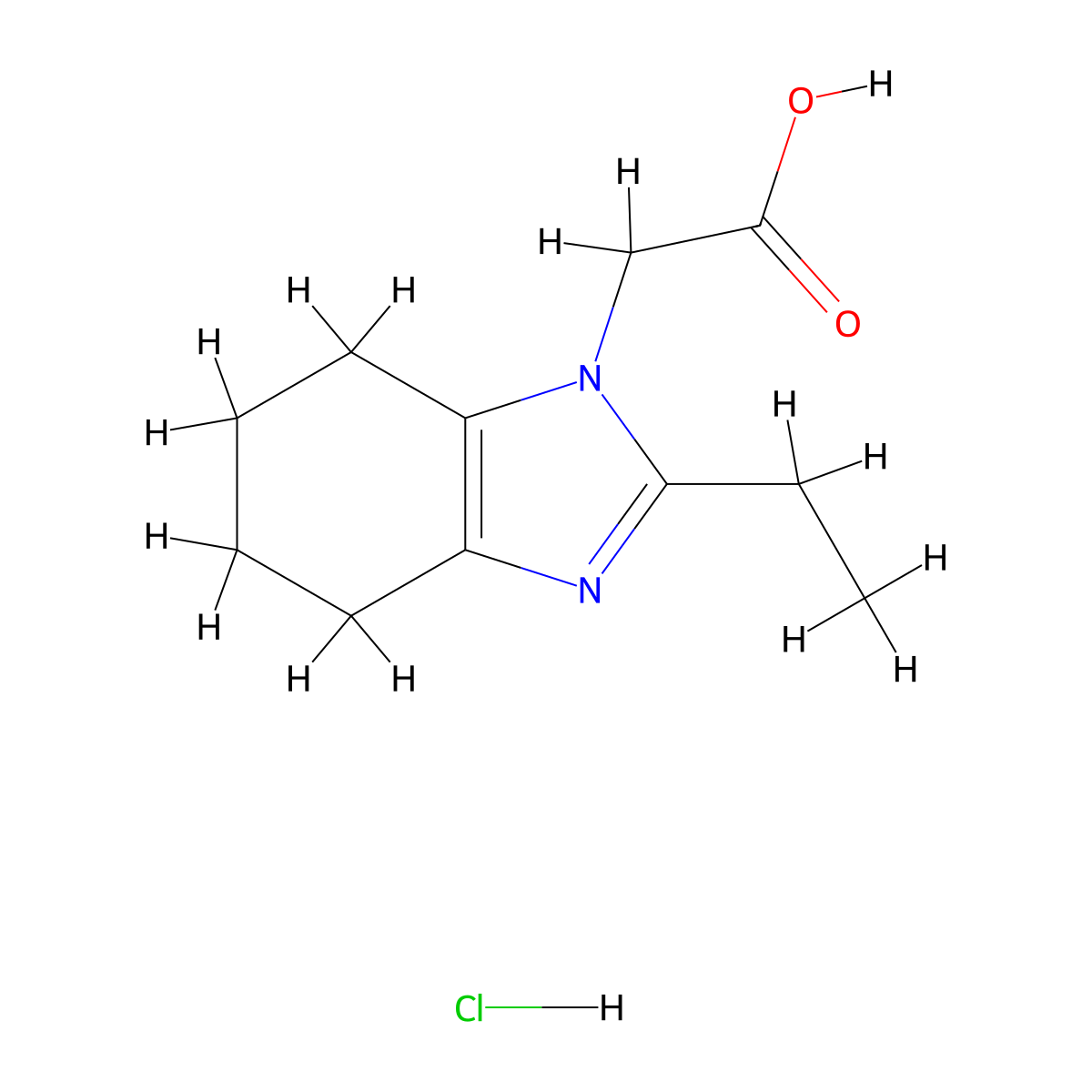 2-(2-ethyl-4,5,6,7-tetrahydro-1H-1,3-benzodiazol-1-yl)acetic acid hydrochloride molecular structure, CAS 2303565-91-3