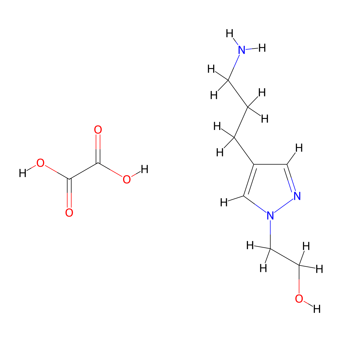 2-[4-(3-aminopropyl)-1H-pyrazol-1-yl]ethan-1-ol; oxalic acid molecular structure, CAS 2303565-97-9