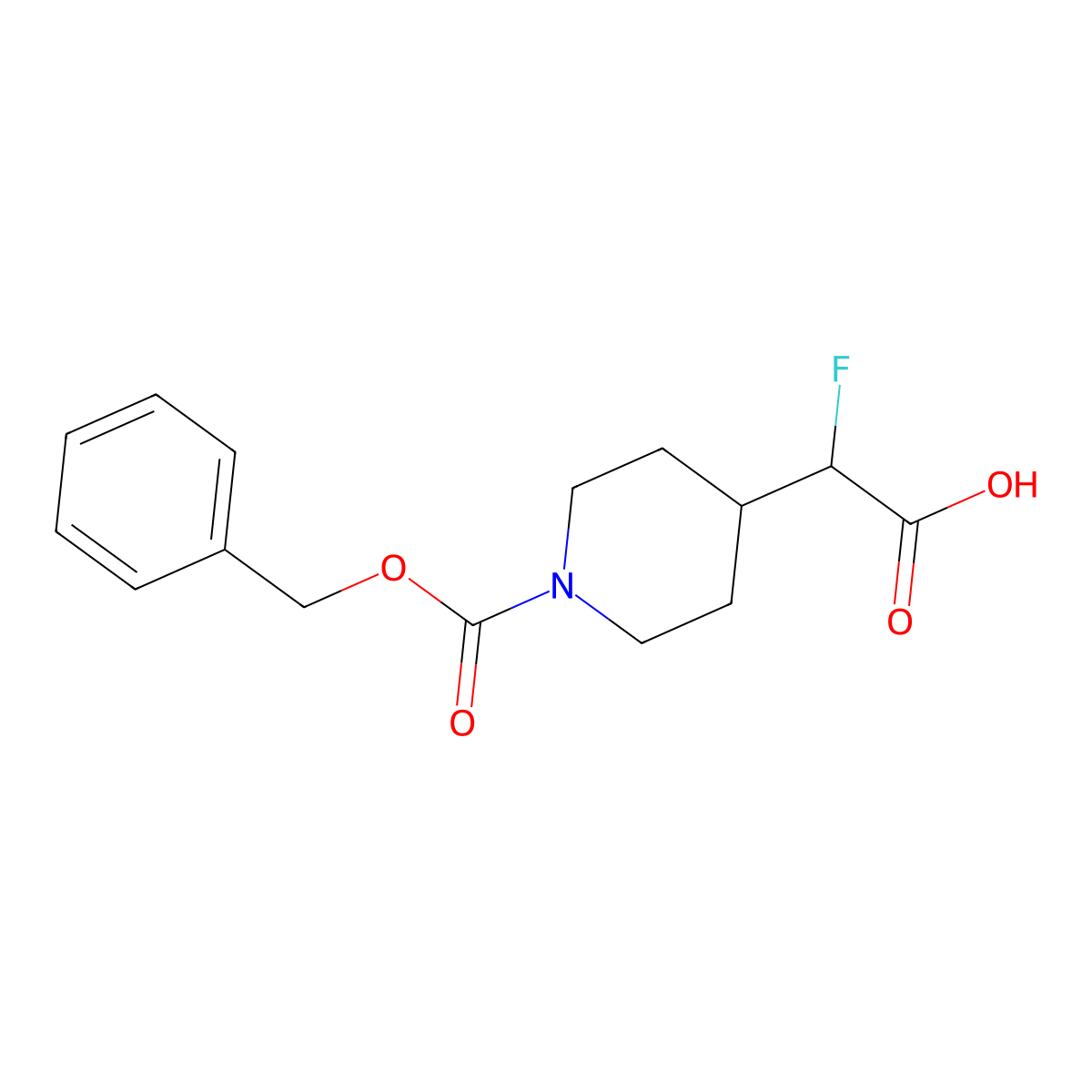 2-{1-[(Benzyloxy)carbonyl]piperidin-4-yl}-2-fluoroacetic acid molecular structure, CAS 2303654-04-6