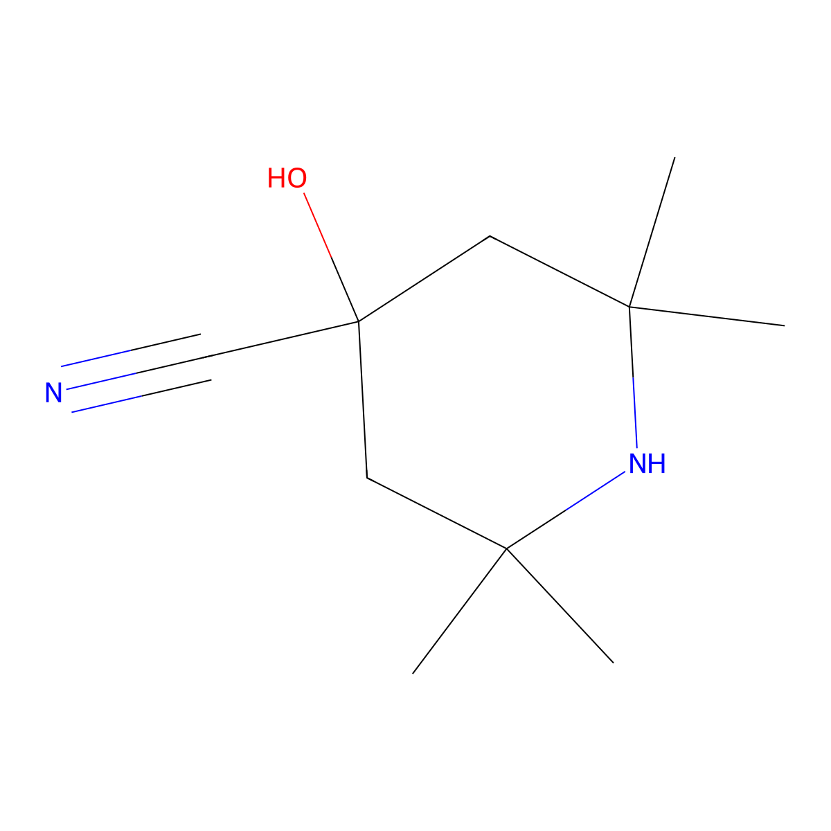 4-Piperidinecarbonitrile, 4-hydroxy-2,2,6,6-tetramethyl- molecular structure, CAS 23037-20-9