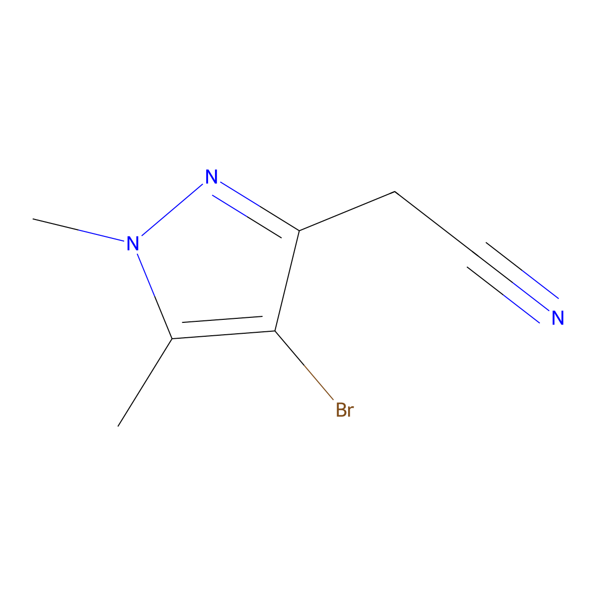 2-(4-Bromo-1,5-dimethyl-1H-pyrazol-3-YL)acetonitrile molecular structure, CAS 2303704-44-9