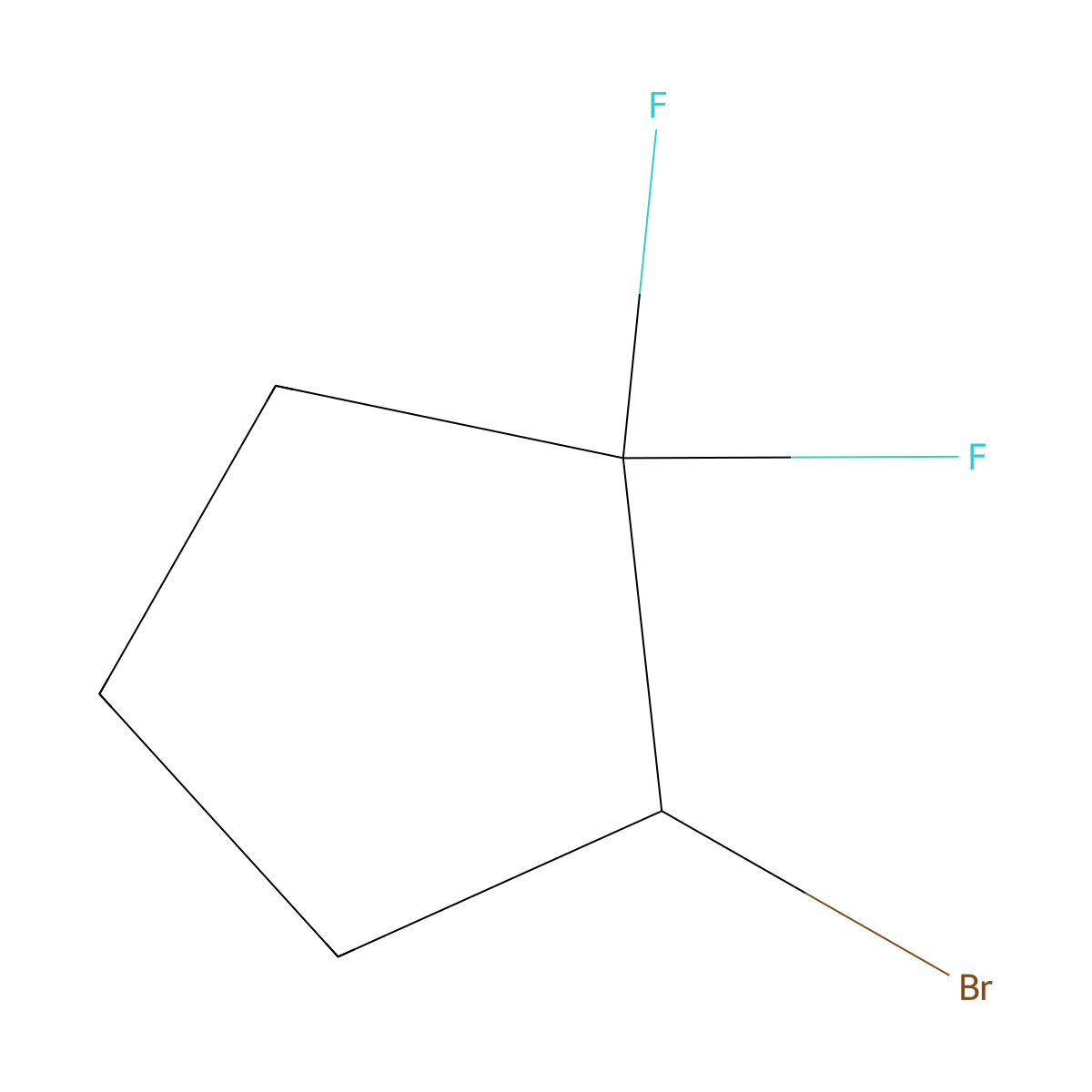 2-Bromo-1,1-difluorocyclopentane molecular structure, CAS 2303705-25-9