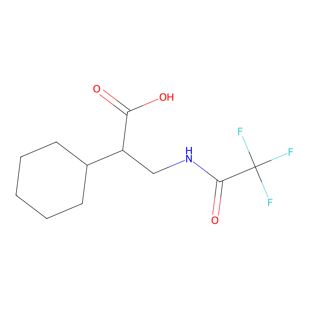2-Cyclohexyl-3-(trifluoroacetamido)propanoic acid molecular structure, CAS 2303769-43-7