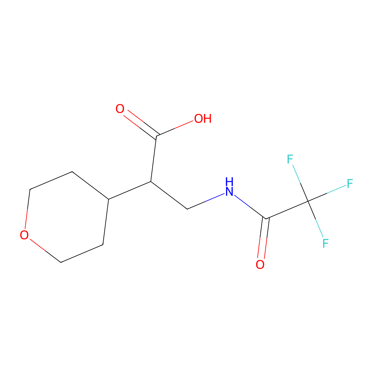 2-(Oxan-4-yl)-3-(trifluoroacetamido)propanoic acid molecular structure, CAS 2303770-13-8