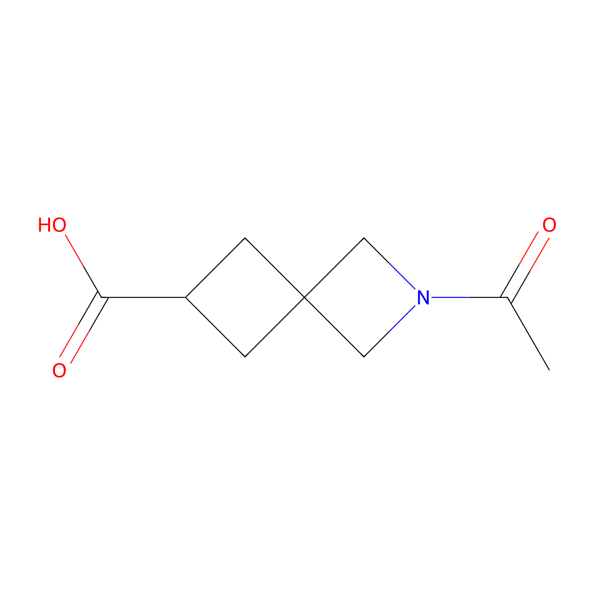 2-Acetyl-2-azaspiro[3.3]heptane-6-carboxylic acid molecular structure, CAS 2303859-30-3