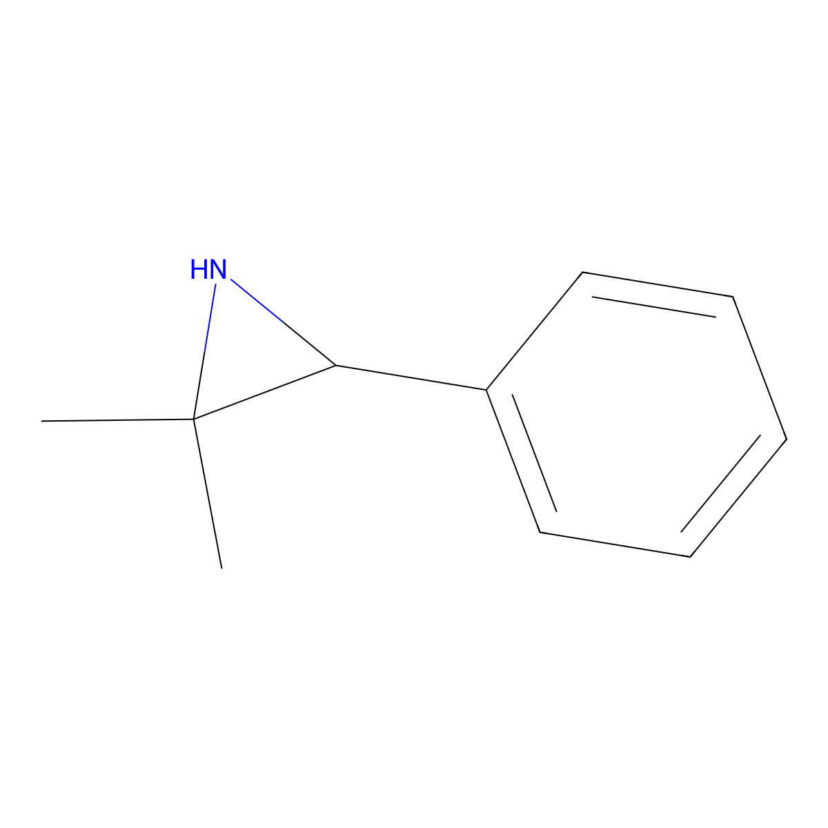 2,2-Dimethyl-3-phenylaziridine molecular structure, CAS 23040-89-3