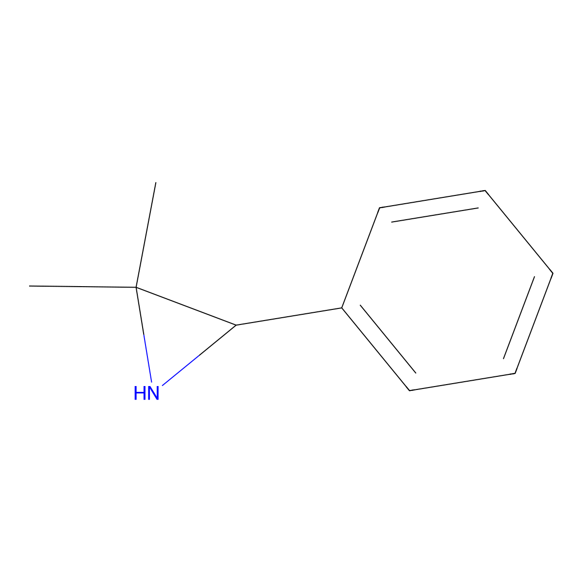 2,2-Dimethyl-3-phenylaziridine molecular structure, CAS 23040-89-3