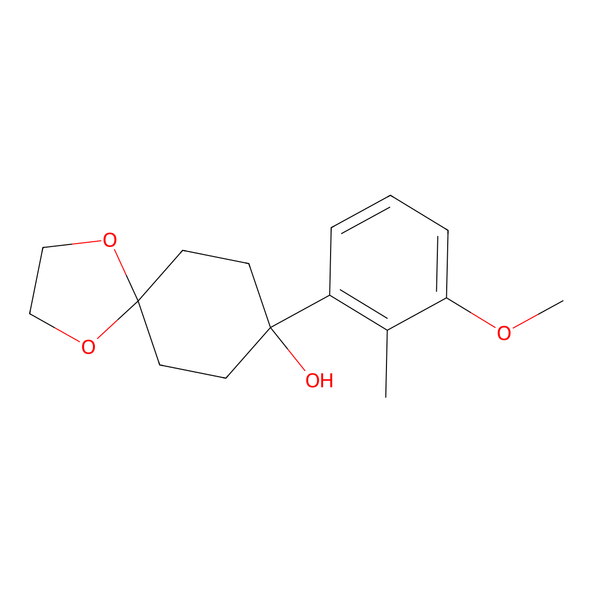 8-(3-Methoxy-2-methylphenyl)-1,4-dioxaspiro[4.5]decan-8-ol molecular structure, CAS 2304008-91-9